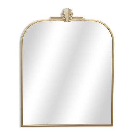 31" Gold Metal Art Deco Arch Accent Mirror HomeRoots