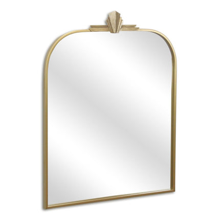 31" Gold Metal Art Deco Arch Accent Mirror HomeRoots