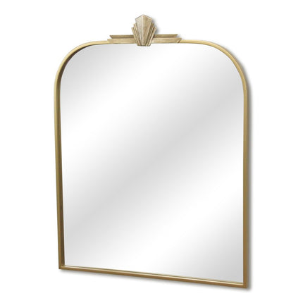 31" Gold Metal Art Deco Arch Accent Mirror HomeRoots