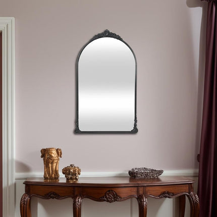 34" Black Metal Arch Accent Mirror HomeRoots