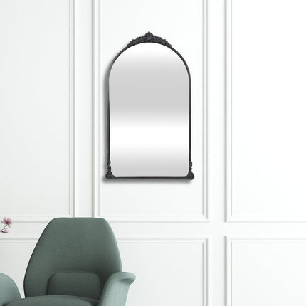 34" Black Metal Arch Accent Mirror