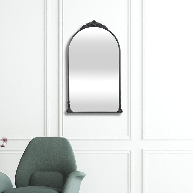 34" Black Metal Arch Accent Mirror HomeRoots