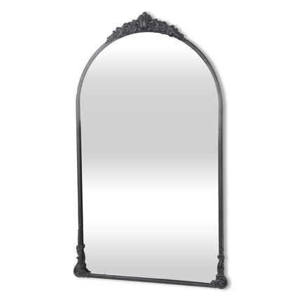 34" Black Metal Arch Accent Mirror