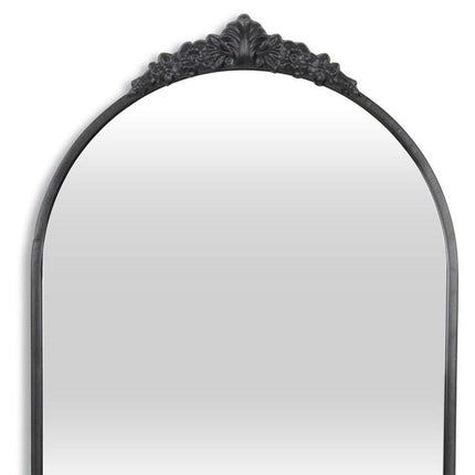 34" Black Metal Arch Accent Mirror
