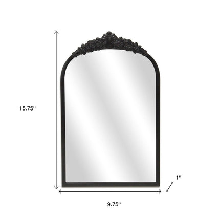 16" Black Metal Arch Accent Mirror