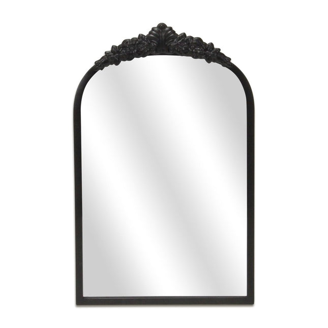 16" Black Metal Arch Accent Mirror