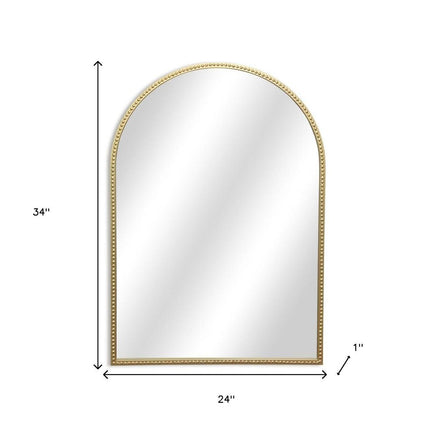 34" Gold Metal Beaded Arch Accent Mirror HomeRoots