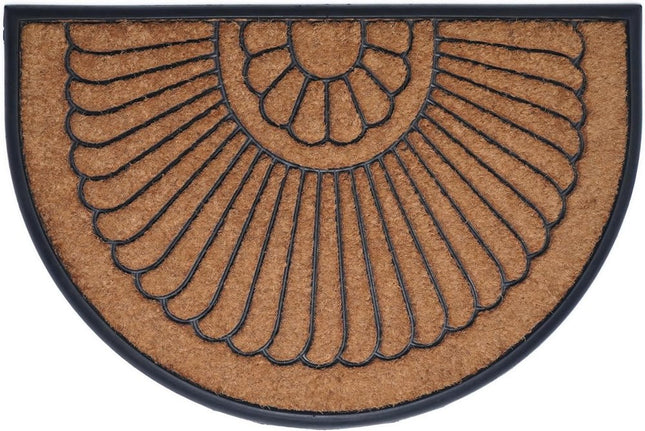 24" X 36" Black And Natural Semi Circle Outdoor Coir And Rubber Door Mat HomeRoots