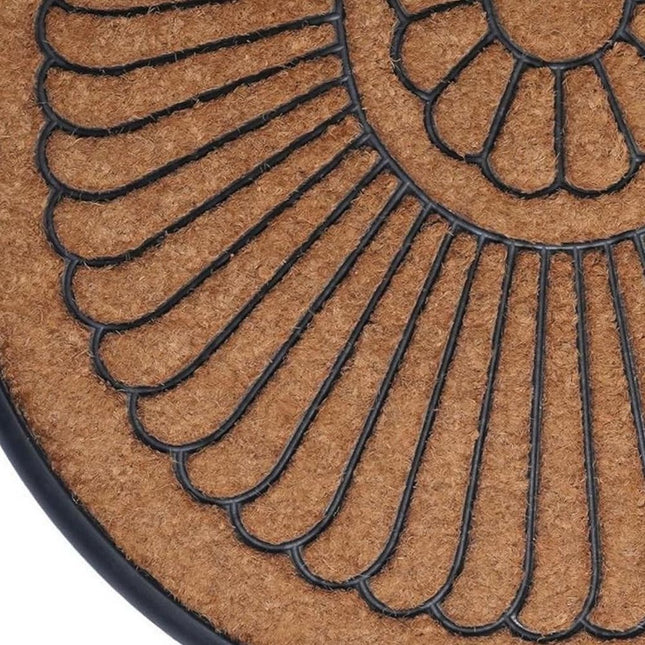 24" X 36" Black And Natural Semi Circle Outdoor Coir And Rubber Door Mat HomeRoots