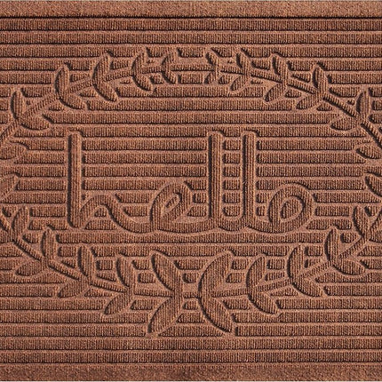 24" X 36" Brown Striped Hello Outdoor Polypropylene Door Mat HomeRoots