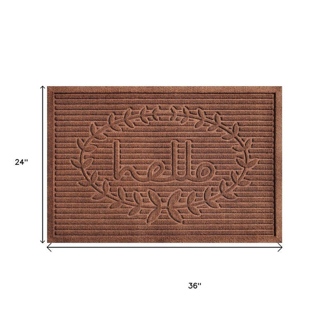 24" X 36" Brown Striped Hello Outdoor Polypropylene Door Mat HomeRoots