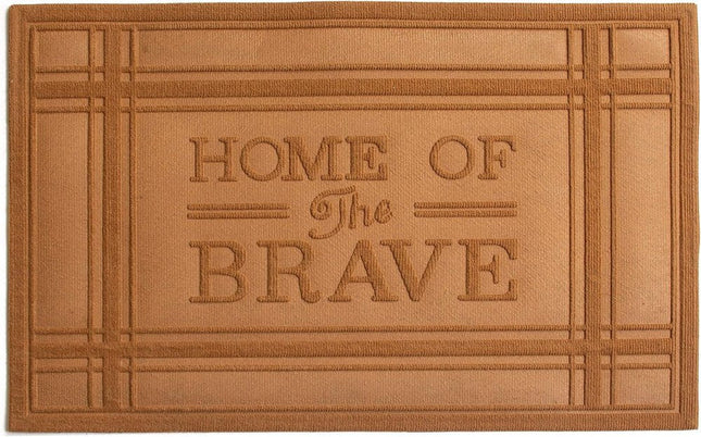 24" X 36" Brown Striped Border Home Of The Brave Outdoor Polypropylene Door Mat HomeRoots