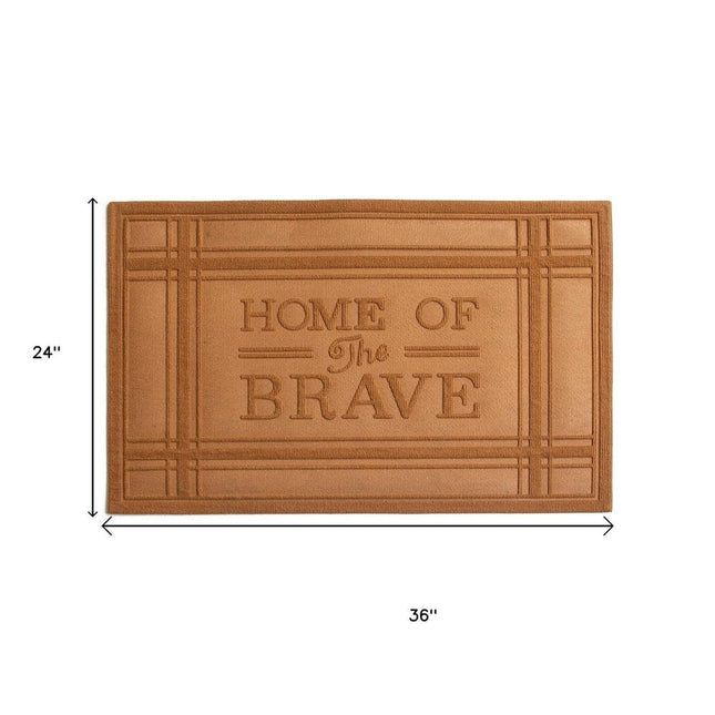 24" X 36" Brown Striped Border Home Of The Brave Outdoor Polypropylene Door Mat HomeRoots