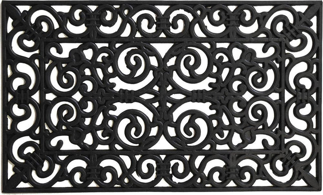24" X 36" Black Scrollwork Outdoor Rubber Door Mat HomeRoots