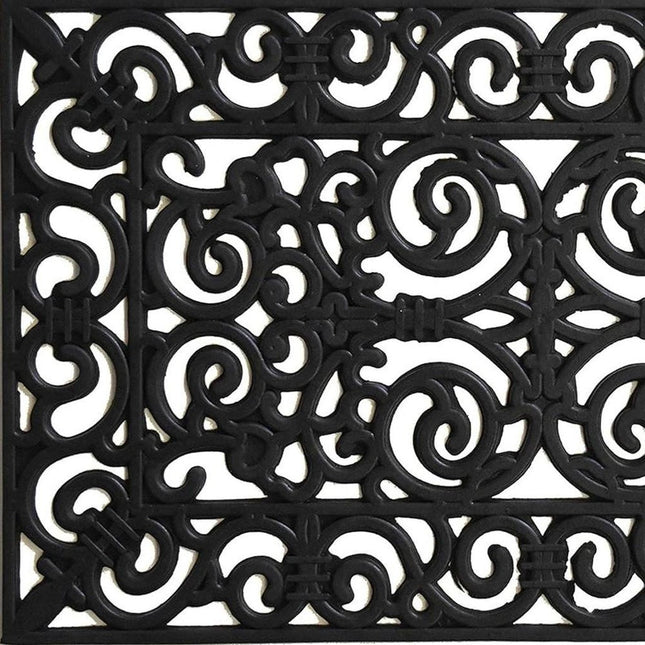 24" X 36" Black Scrollwork Outdoor Rubber Door Mat HomeRoots