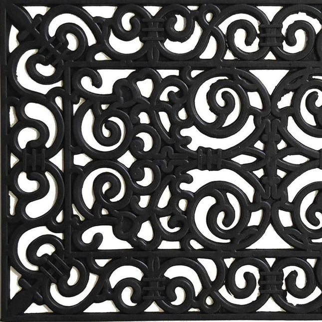 24" X 36" Black Scrollwork Outdoor Rubber Door Mat