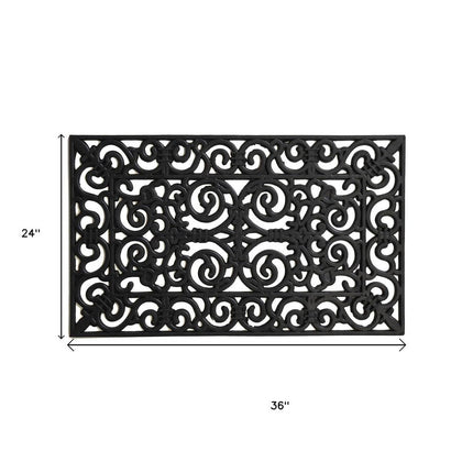 24" X 36" Black Scrollwork Outdoor Rubber Door Mat HomeRoots