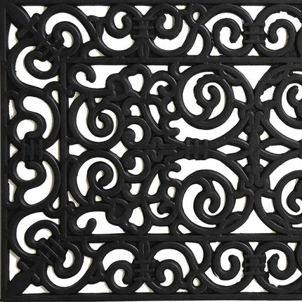 24" X 36" Black Scrollwork Outdoor Rubber Door Mat HomeRoots