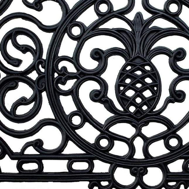 24" X 36" Black Pineapple And Scrollwork Outdoor Rubber Door Mat HomeRoots