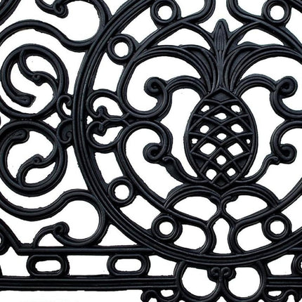 24" X 36" Black Pineapple And Scrollwork Outdoor Rubber Door Mat HomeRoots