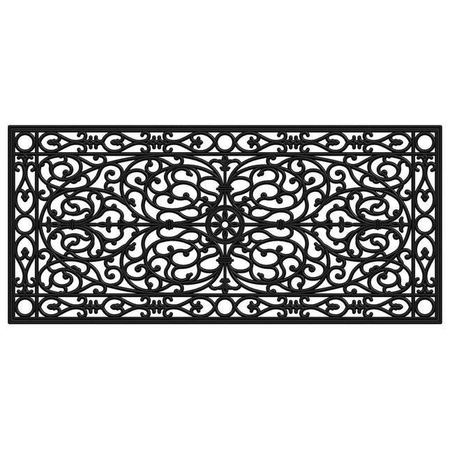 24" X 48" Black Scrollwork Outdoor Rubber Door Mat