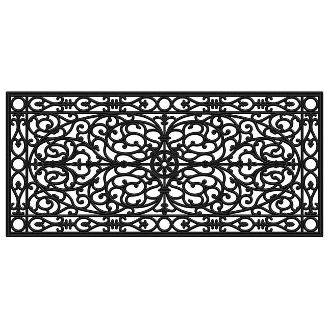 24" X 48" Black Scrollwork Outdoor Rubber Door Mat HomeRoots