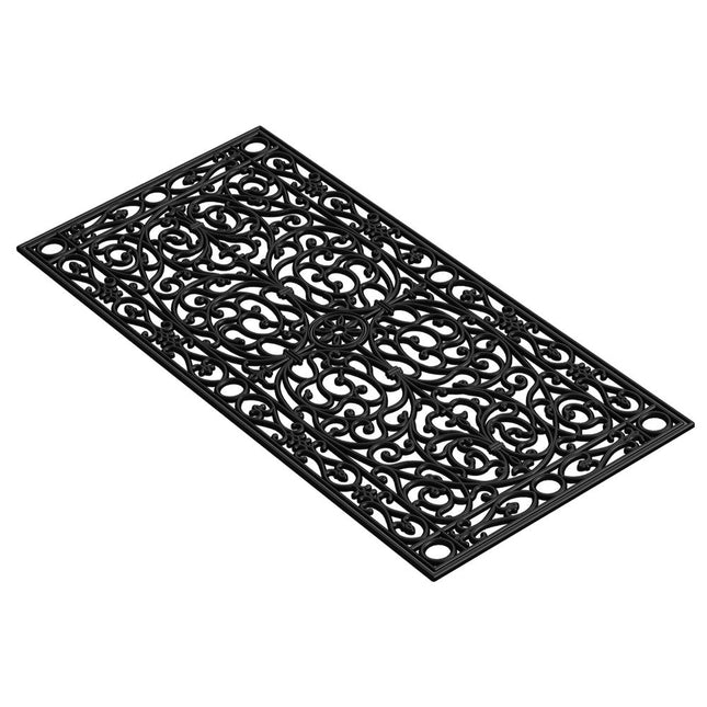 24" X 48" Black Scrollwork Outdoor Rubber Door Mat HomeRoots