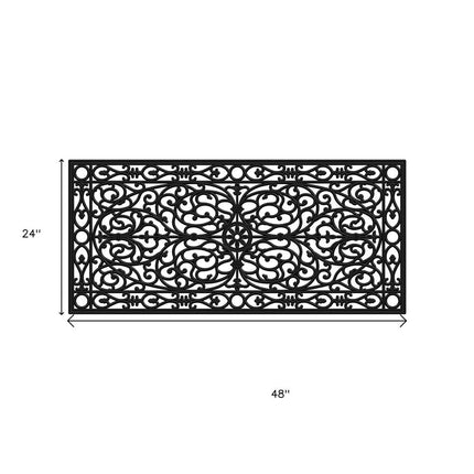 24" X 48" Black Scrollwork Outdoor Rubber Door Mat HomeRoots