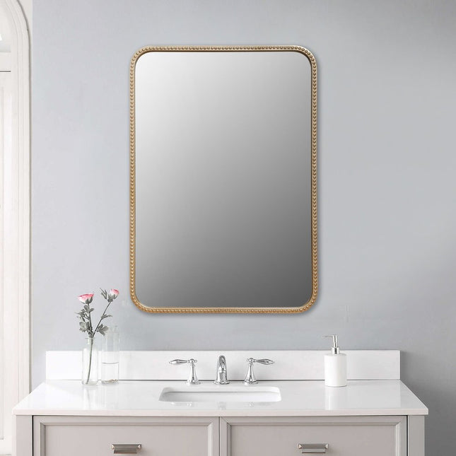 32" Gold Metal Beaded Accent Mirror HomeRoots