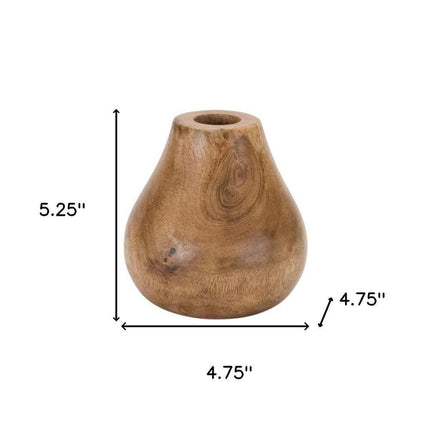 Set of Three Natural Wood Bud Table Vases HomeRoots