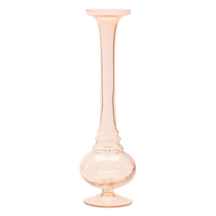 Set of Two 11" Pink Glass Trumpet Table Vases HomeRoots