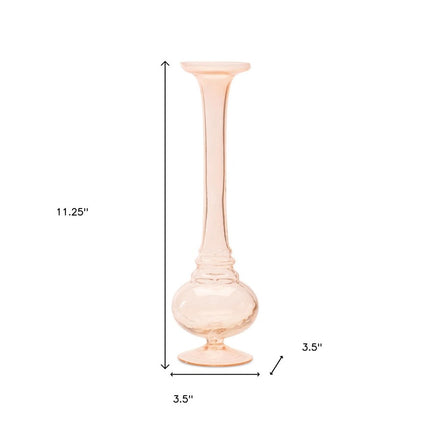Set of Two 11" Pink Glass Trumpet Table Vases HomeRoots