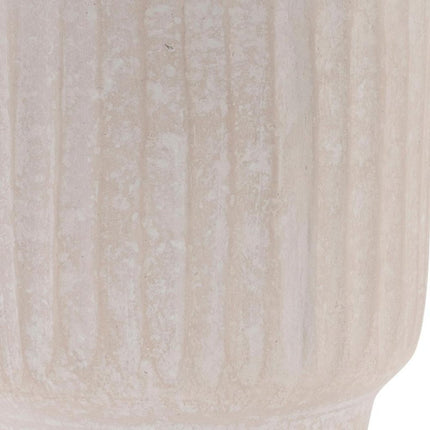 8" Beige Recycled Paper Textured Lines Urn Table Vase HomeRoots