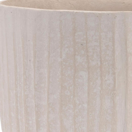 8" Beige Recycled Paper Textured Lines Urn Table Vase HomeRoots