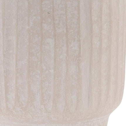 8" Beige Recycled Paper Textured Lines Urn Table Vase HomeRoots