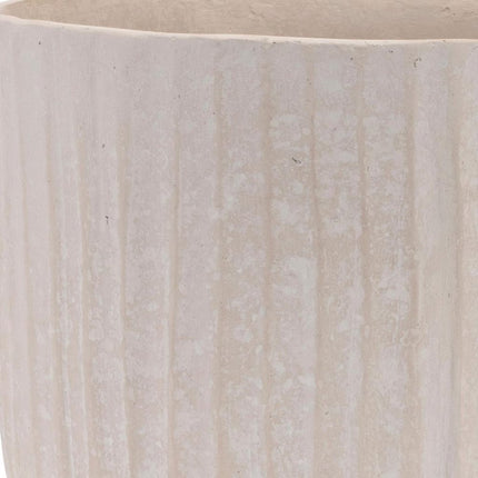 8" Beige Recycled Paper Textured Lines Urn Table Vase HomeRoots