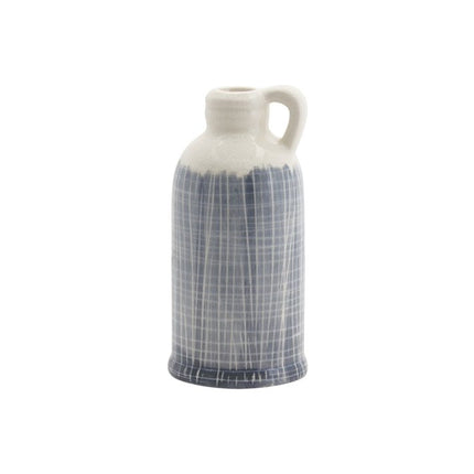 Set of Three Off White And Blue Clay Checkered Jug Vases HomeRoots