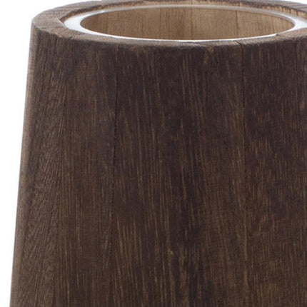 Set of Two Brown And Clear Glass Tapered Table Vases With Wood HomeRoots