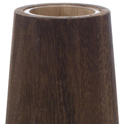 Set of Two Brown And Clear Glass Tapered Table Vases With Wood HomeRoots