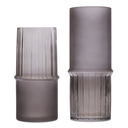 Set of Two Gray Glass Cylinder Table Vases HomeRoots