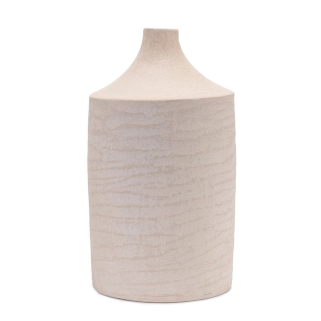 18" Beige Recycled Paper Cylinder Jug Floor Vase HomeRoots