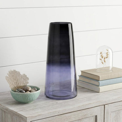 13" Blue Ombre Glass Tapered Table Vase HomeRoots