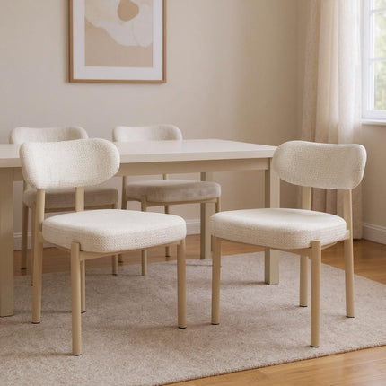 Set of Four Gray and Taupe Upholstery Open Back Dining Side Chairs