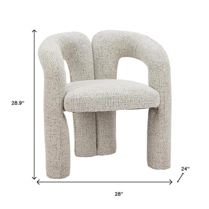 Gray Upholstery Open Back Dining Arm Chair