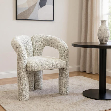 Gray Upholstery Open Back Dining Arm Chair
