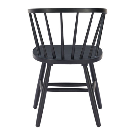 Set of Two Black Wood Open Back Dining Arm Chairs