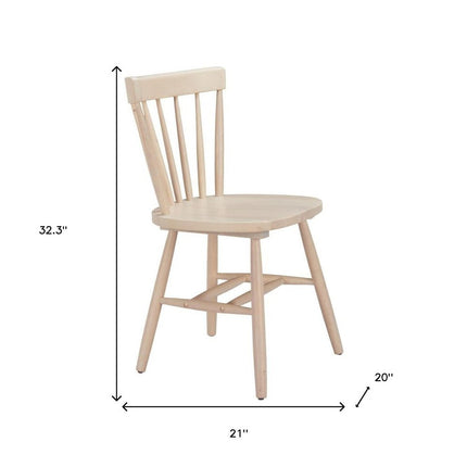 Set of Two Natural Wood Open Back Dining Side Chairs