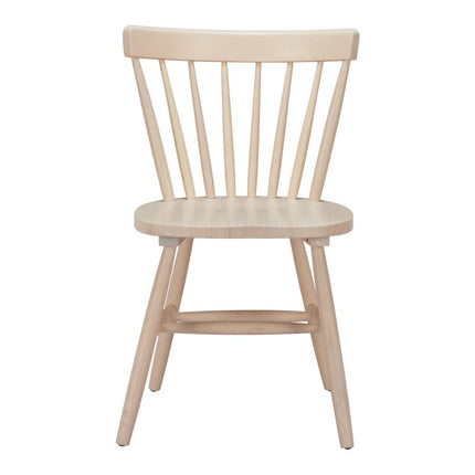 Set of Two Natural Wood Open Back Dining Side Chairs