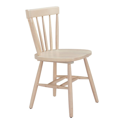 Set of Two Natural Wood Open Back Dining Side Chairs