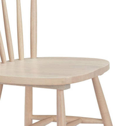 Set of Two Natural Wood Open Back Dining Side Chairs